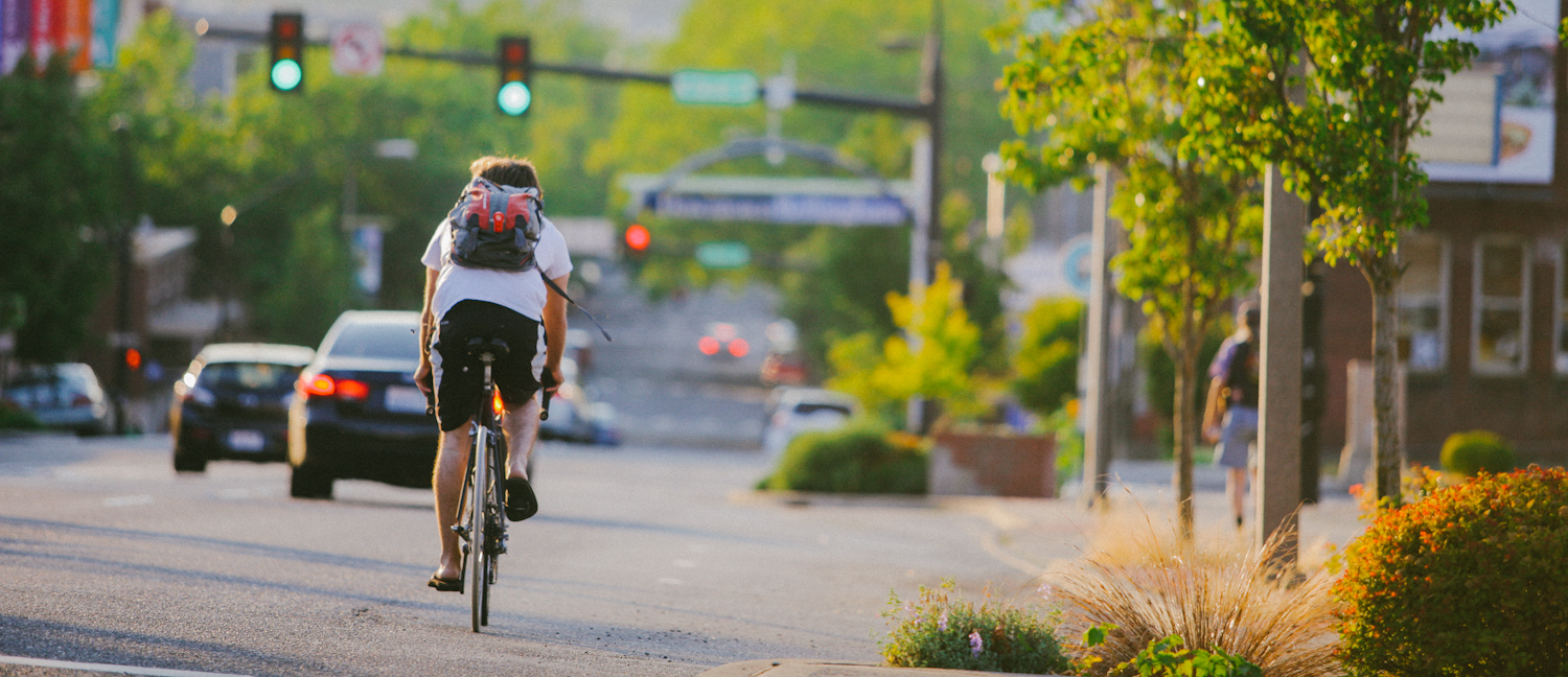 A cyclist explores Downtown Bellingham